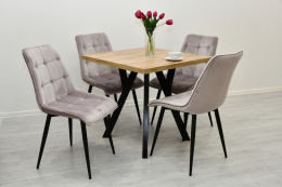Welurowe, wygodne krzesła z rozkładanym kwadratowym stołem Jaga kw