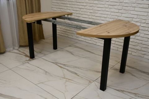 Rozkładany, okrągły stół Poli 4 oraz 4 krzesła Divo 2