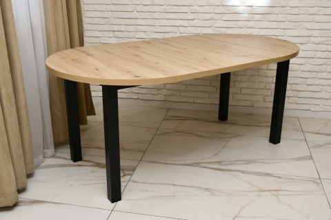 Rozkładany, okrągły stół Poli 4 oraz 4 krzesła Divo 2