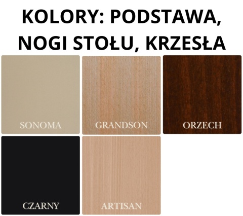 Rozkładany, okrągły stół Poli 4 oraz 4 krzesła Divo 2