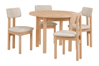 Rozkładany, okrągły stół Poli 4 oraz 4 krzesła Divo 4