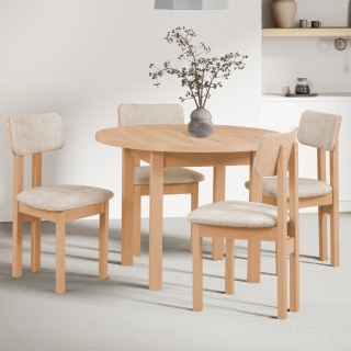 Rozkładany, okrągły stół Poli 4 oraz 4 krzesła Divo 4