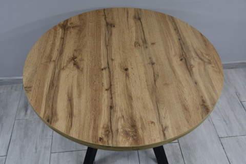Efektowny, okrągły stół do salonu Jaga fi 100 do 200 cm, blat dab wotan / nogi czarne