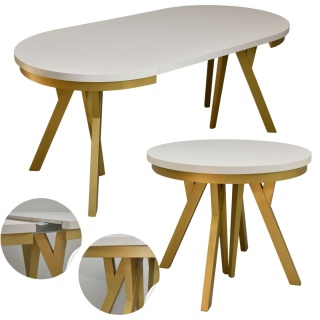 Rozkładany, okrągły stół na złotych nogach Golden Ray (wybierz wymiar)