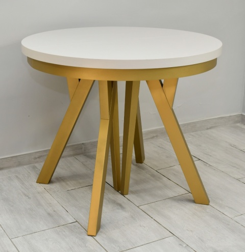 Rozkładany, okrągły stół na złotych nogach Golden Ray (wybierz wymiar)