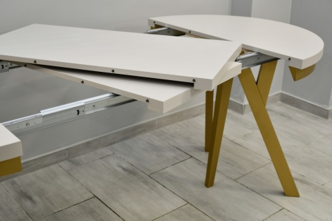 Rozkładany, okrągły stół na złotych nogach Golden Ray (wybierz wymiar)