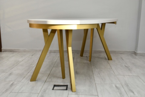 Rozkładany, okrągły stół na złotych nogach Golden Ray (wybierz wymiar)