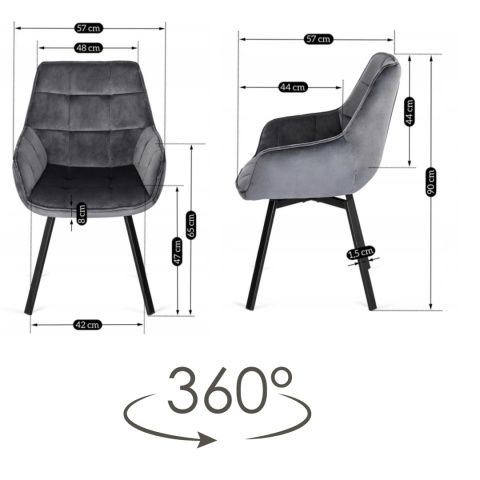 Rozkładany stół okrągły Lamel Fit + obrotowe krzesła welurowe EL-LU