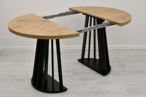 Rozkładany stół okrągły Lamel Fit + obrotowe krzesła welurowe EL-LU