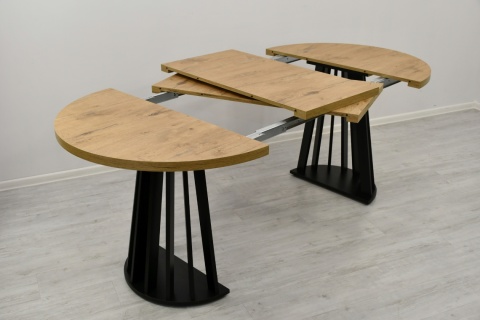 Rozkładany stół okrągły Lamel Fit + obrotowe krzesła welurowe EL-LU