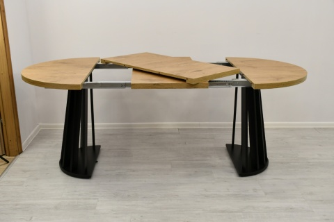 Rozkładany stół okrągły Lamel Fit + obrotowe krzesła welurowe EL-LU