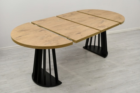 Rozkładany stół okrągły Lamel Fit + obrotowe krzesła welurowe EL-LU