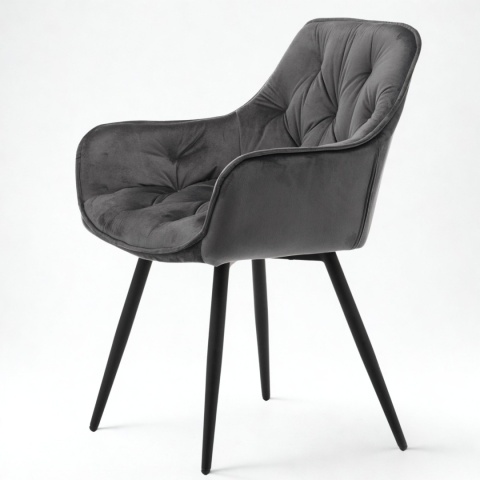 Zestaw 4 krzeseł Sino, krzesła z podłokietnikami, szare krzesła