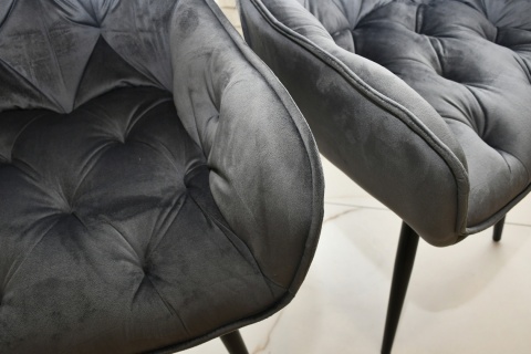 Zestaw 4 krzeseł Sino, krzesła z podłokietnikami, szare krzesła