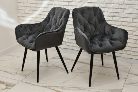 Zestaw 4 krzeseł Sino, krzesła z podłokietnikami, szare krzesła