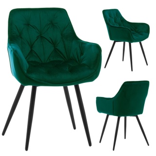 Zestaw 4 krzeseł Sino, krzesła z podłokietnikami, zielone krzesła