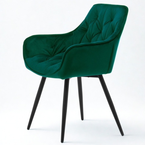 Zestaw 4 krzeseł Sino, krzesła z podłokietnikami, zielone krzesła