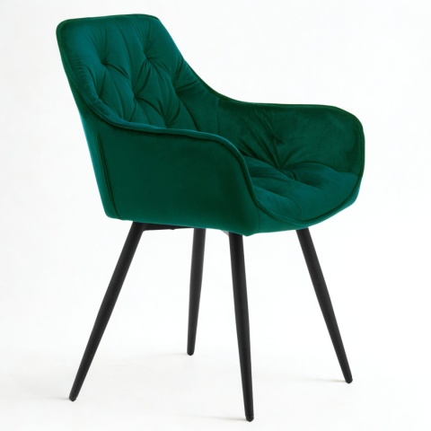 Zestaw 4 krzeseł Sino, krzesła z podłokietnikami, zielone krzesła