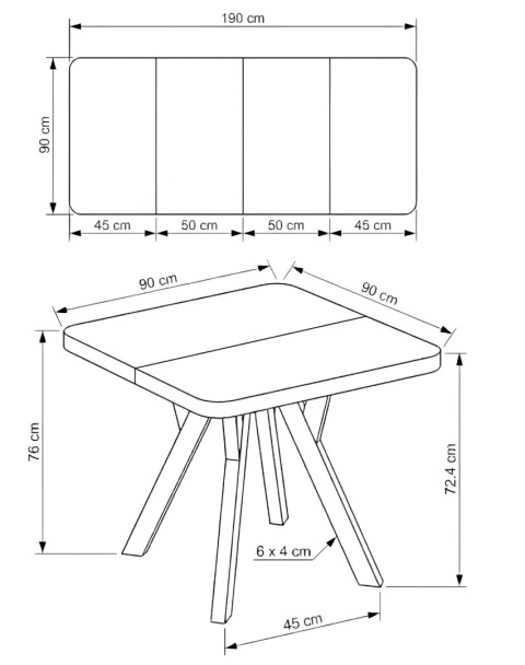 PROMOCJA stół Jaga zw 90x90x190