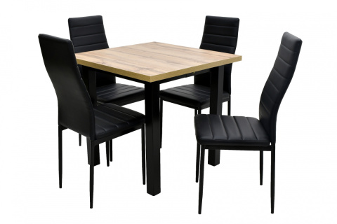 Kwadratowy stół Max 8 80/80 rozkładany do 160 oraz 4 krzesła K-90