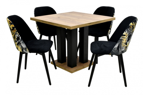 Stół Igor lam 90/90 - 225 oraz 4 krzesła Gusto 1